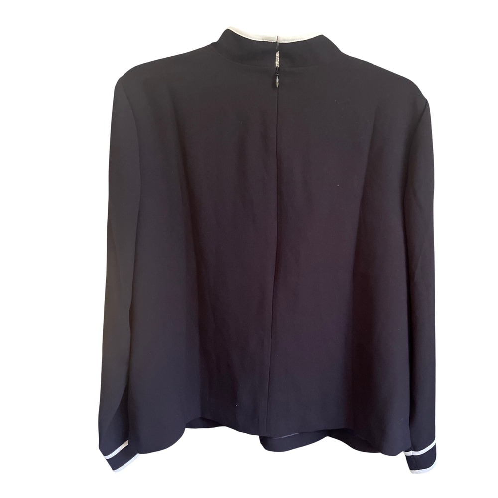 J. Crew Black‎ Tie Front High Neck Blouse with Cream Trim 16 - Picture 4 of 7